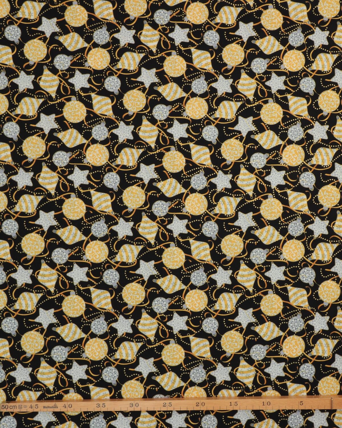 Julekugler, stjerner på sort - Patchwork - Billede 2
