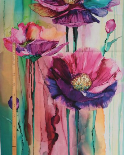 Dragonfly Dance, blomster og guldsmede - Patchwork panel 8 Dragonfly Dance, blomster og guldsmede - Patchwork panel