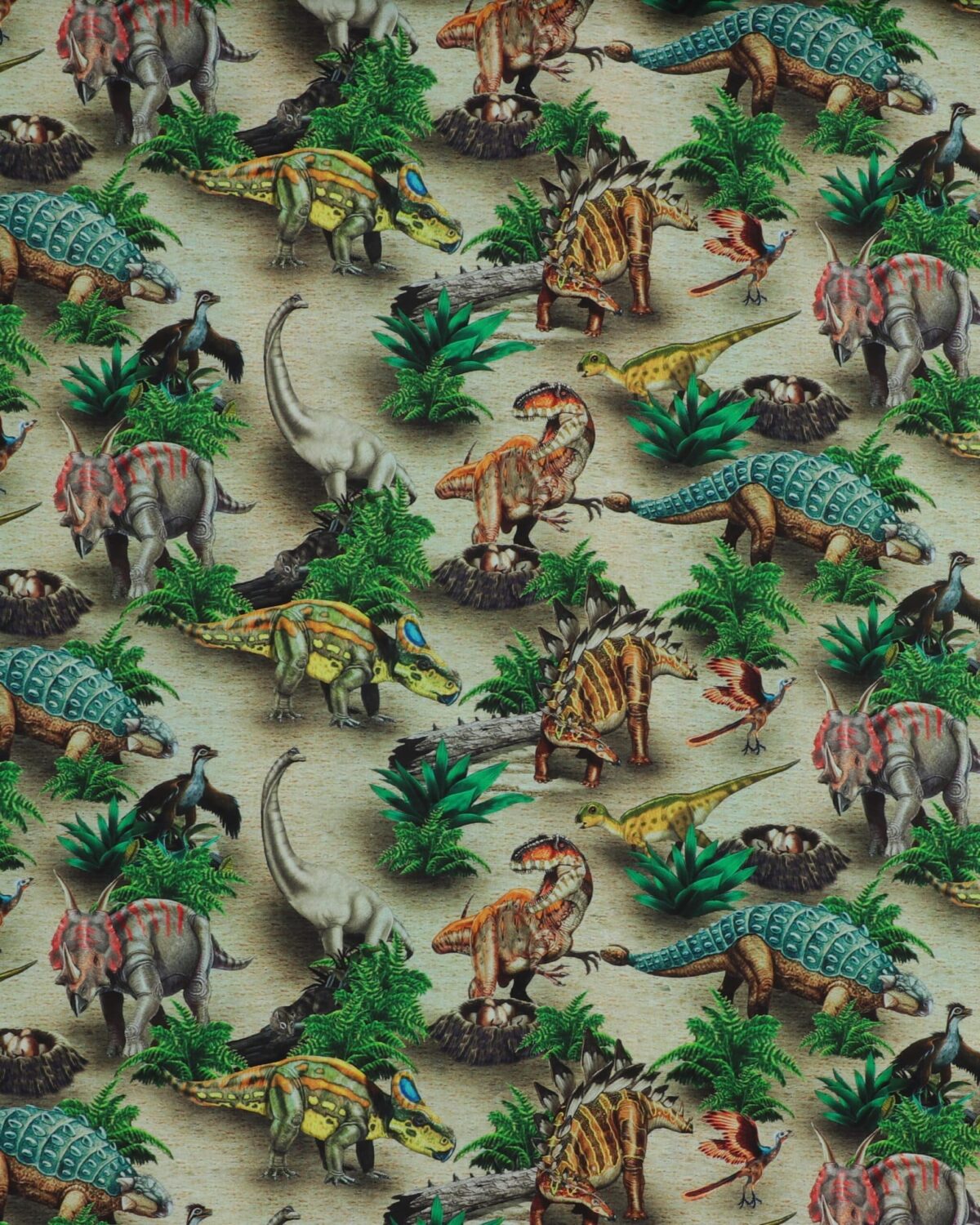 Land of the giants, dinosauer på sand - Patchwork
