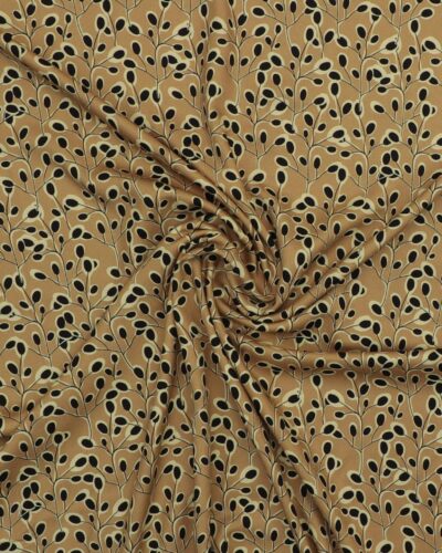 Grene m. sort på lys grønbrun - Twillvævet viskose 7 Grene m. sort på lys grønbrun - Twillvævet viskose