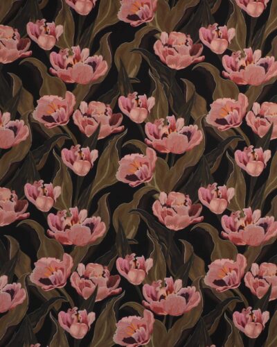 Magnolia på sort - Boligtekstil