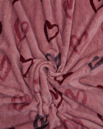 Hjerter på gammelrosa - Microfleece