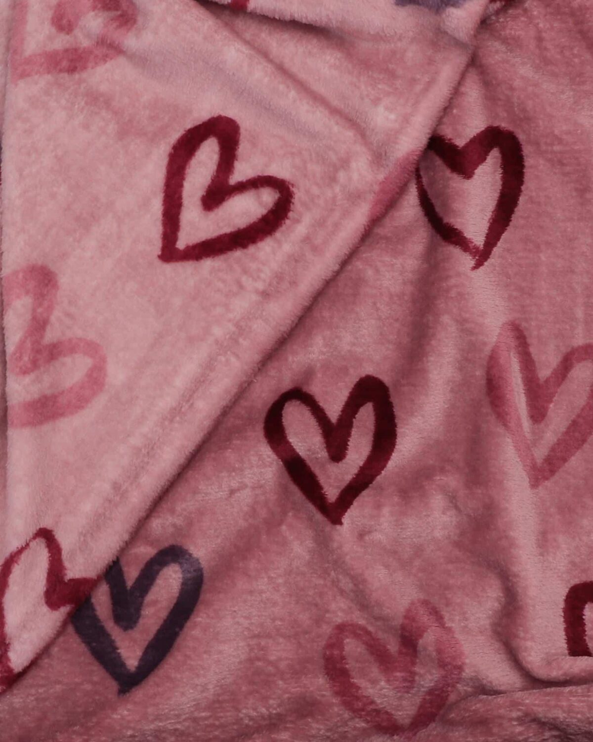 Hjerter på gammelrosa - Microfleece - Billede 3