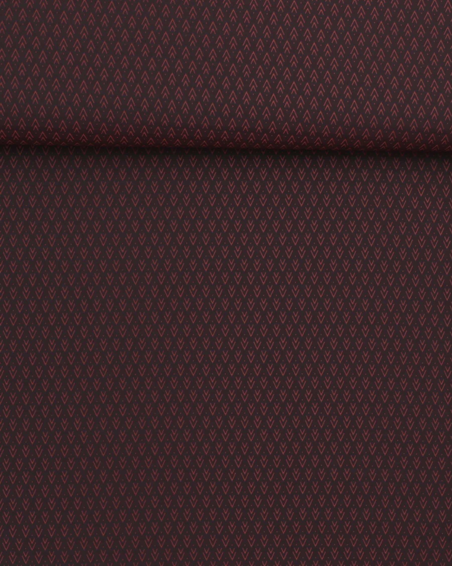 Viskose/polyester foér m. mønster - Brun/rust - 45% Viskose, 55% Polyester