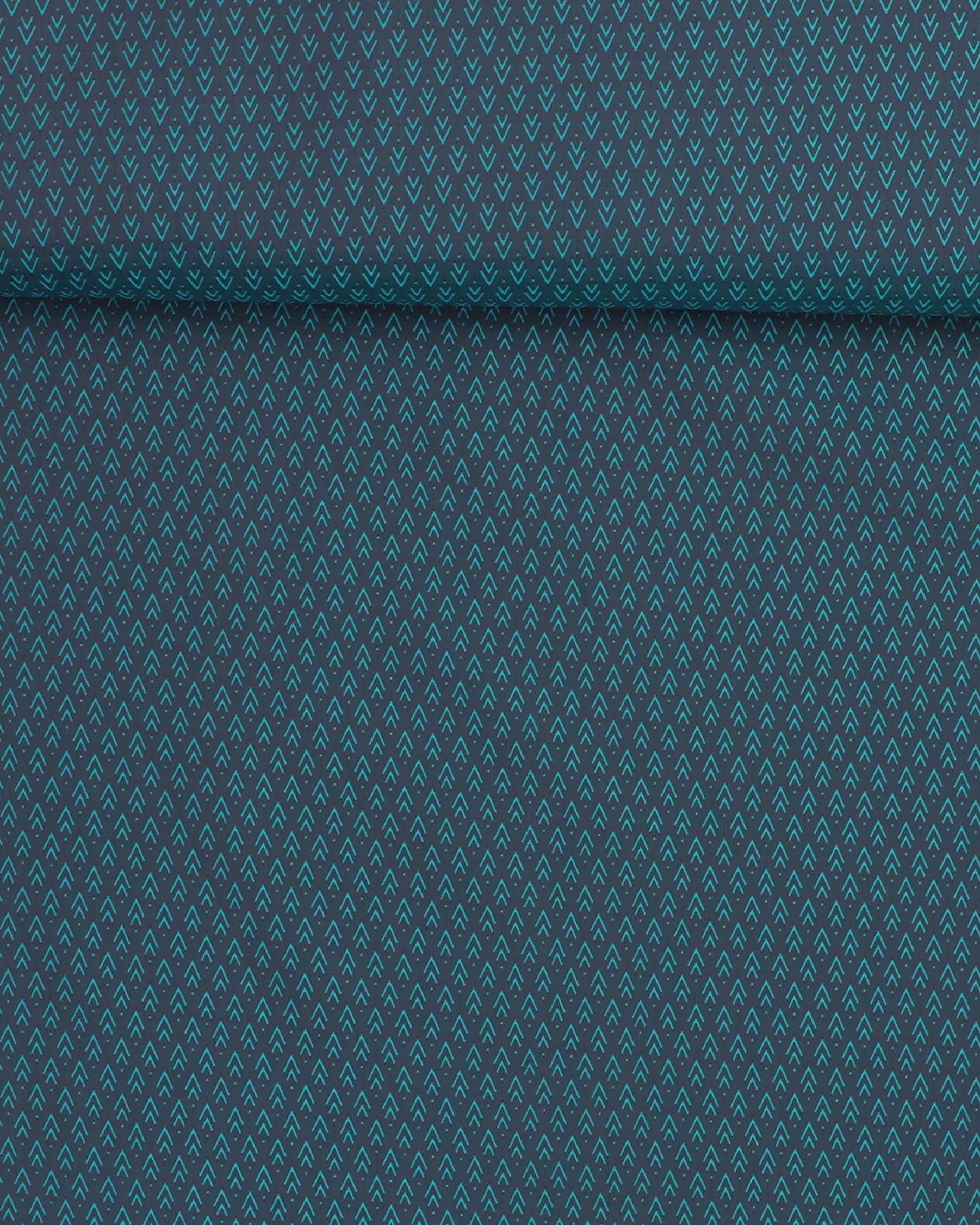 Viskose/polyester foér m. mønster - Blå/turkis - 45% Viskose, 55% Polyester