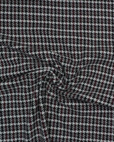 Hanefjed, sort/brun/offwhite/bordeaux - Uld/polyester