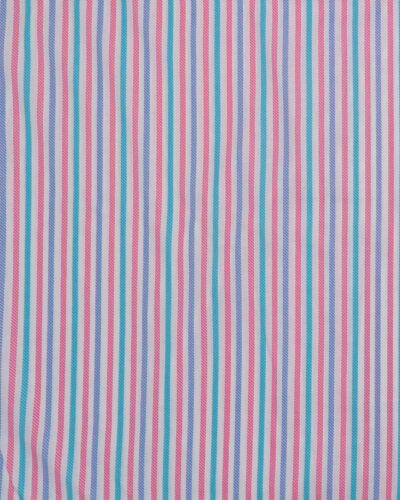 Hvid/pink/lilla/turkis striber- Bomuld
