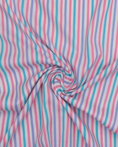 Hvid/pink/lilla/turkis striber- Bomuld