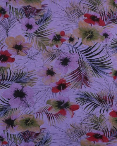 Lilla med blomster - Viskose jersey