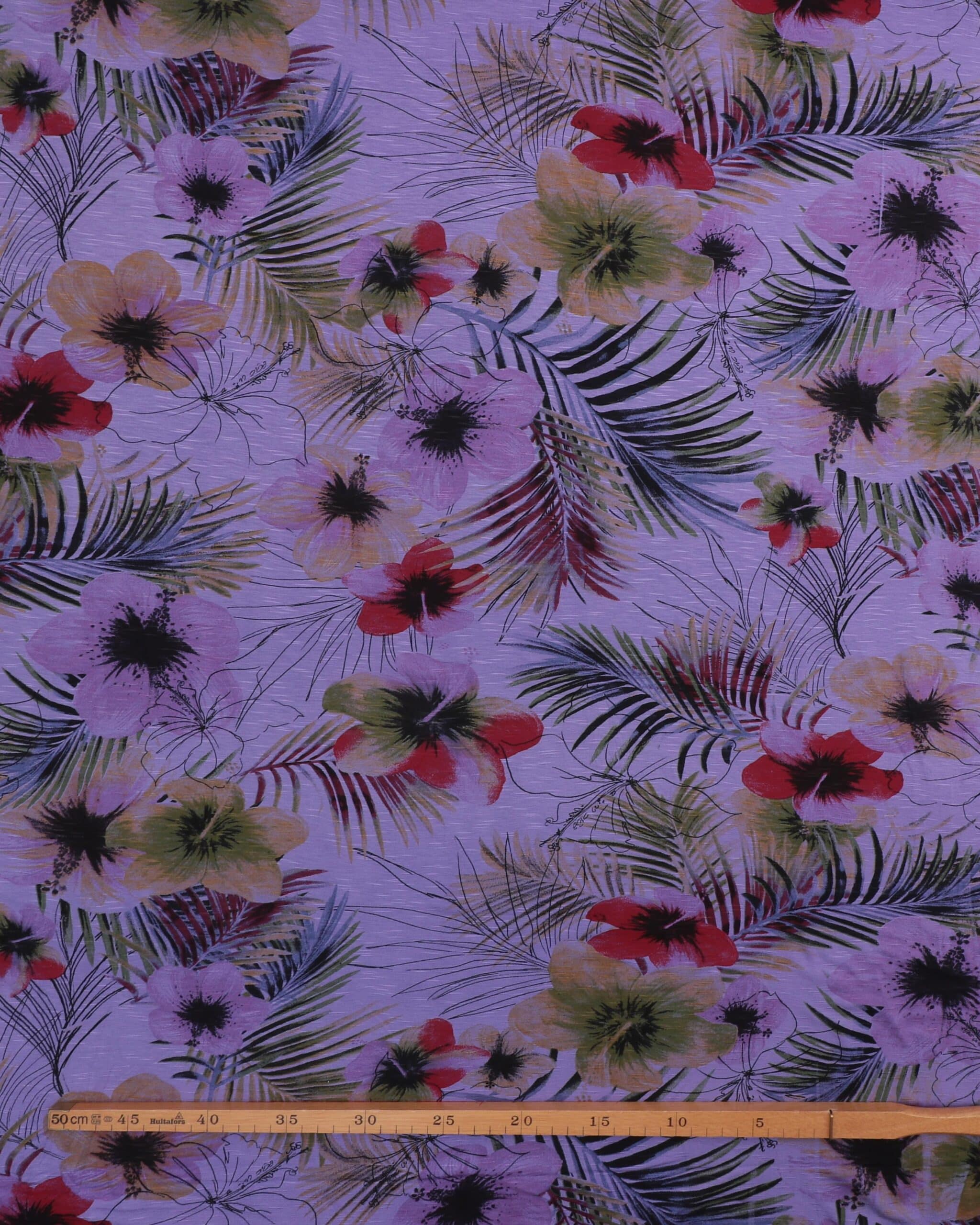 Lilla med blomster - Viskose jersey 4 Lilla med blomster - Viskose jersey - Billede 2