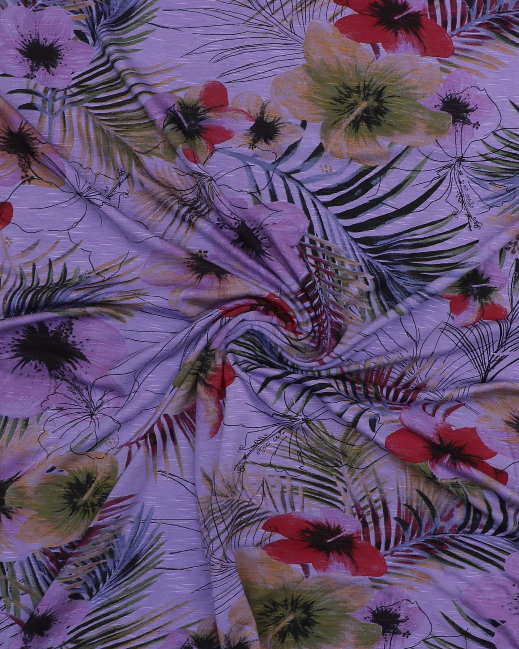 Lilla med blomster - Viskose jersey 5 Lilla med blomster - Viskose jersey - Billede 3