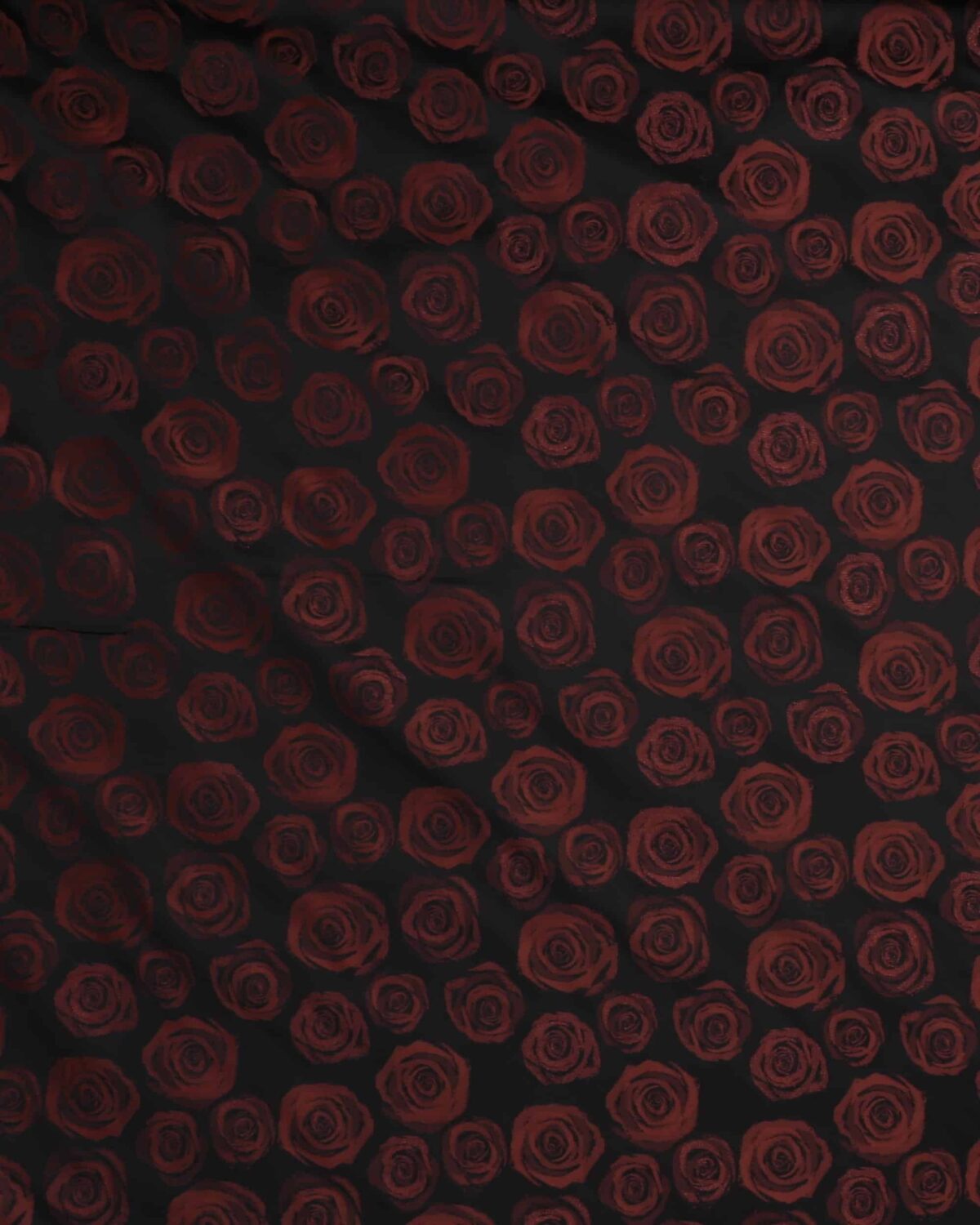 Sort m. chokoladebrune roser og lidt glimmer - Polyester