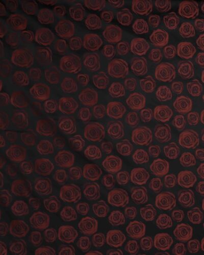 Sort m. chokoladebrune roser og lidt glimmer - Polyester