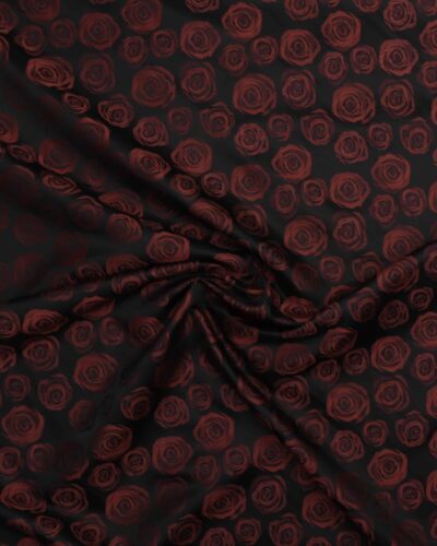 Sort m. chokoladebrune roser og lidt glimmer - Polyester