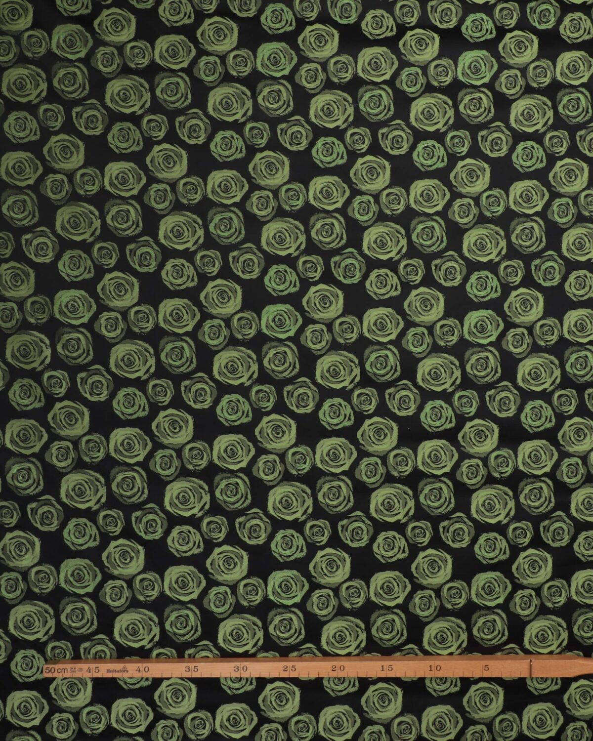 Sort m. kiwigrønne roser og lidt glimmer - Polyester - Billede 2