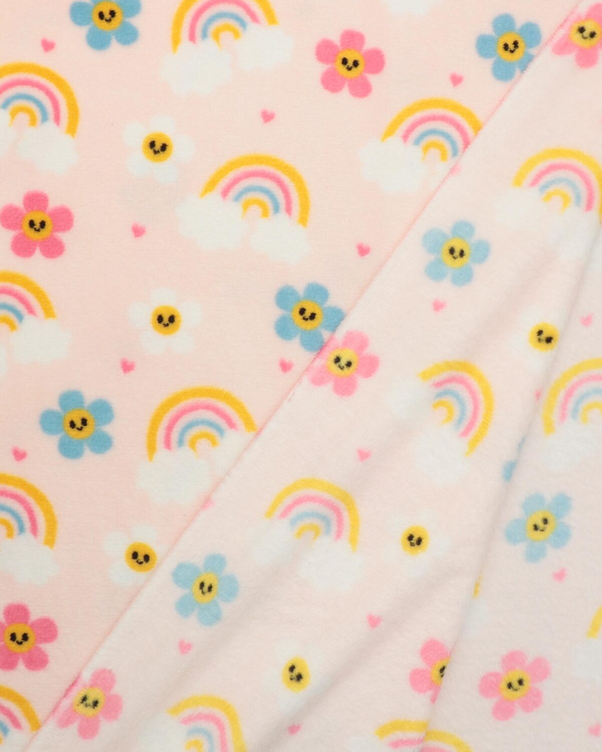Sart lyserød m. regnbuer og blomster - Microfleece - Billede 3