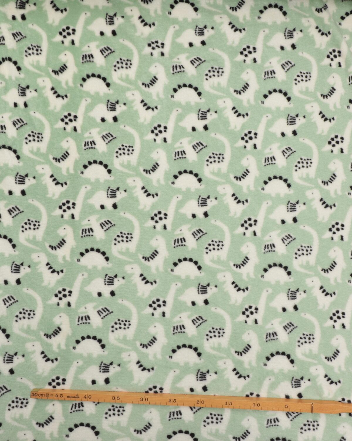 Lysegrøn med dinoer - Microfleece - Billede 2