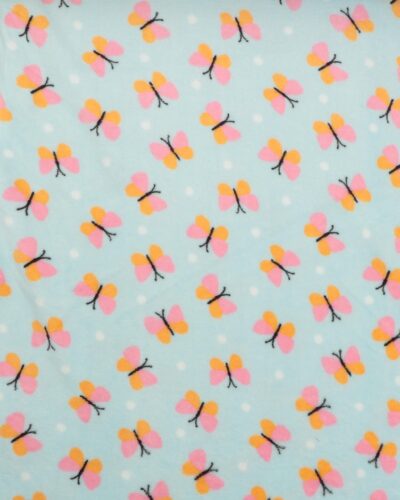 Lyseblå med sommerfugle - Microfleece