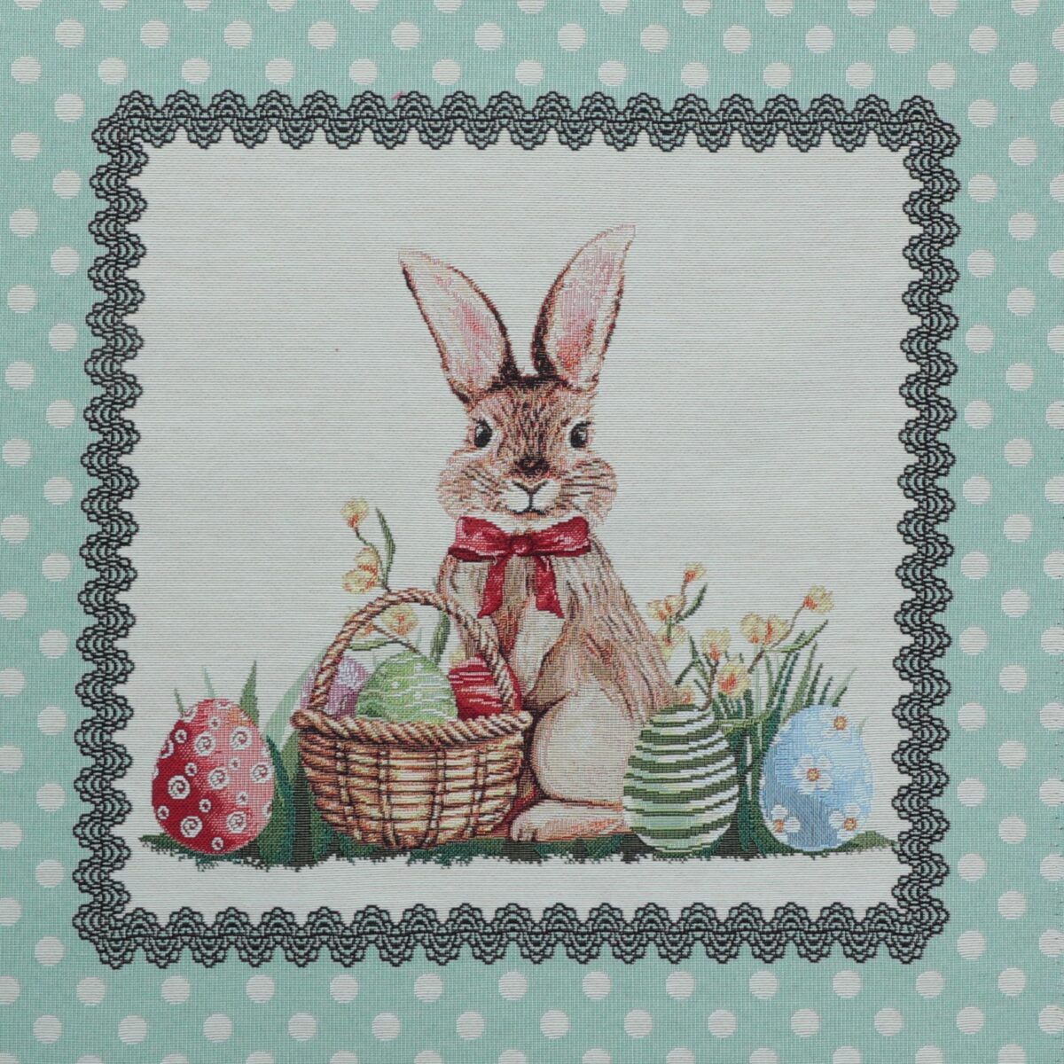 Hare og påskeæg i kurv,  45x45 cm - Gobelin