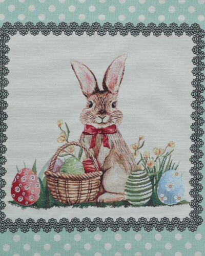 Hare og påskeæg i kurv,  45x45 cm - Gobelin
