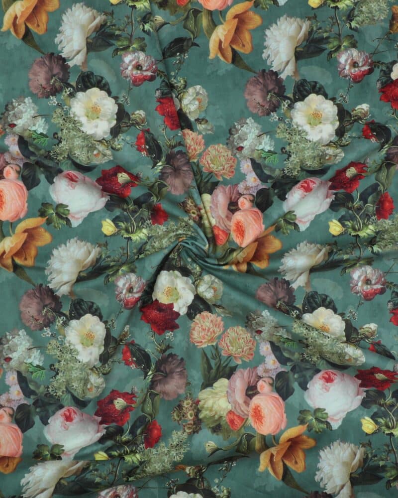 Blomster på grøn- Møbelvelour - Image 3