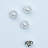 Øjeknap, sølv m. perle - 13 mm