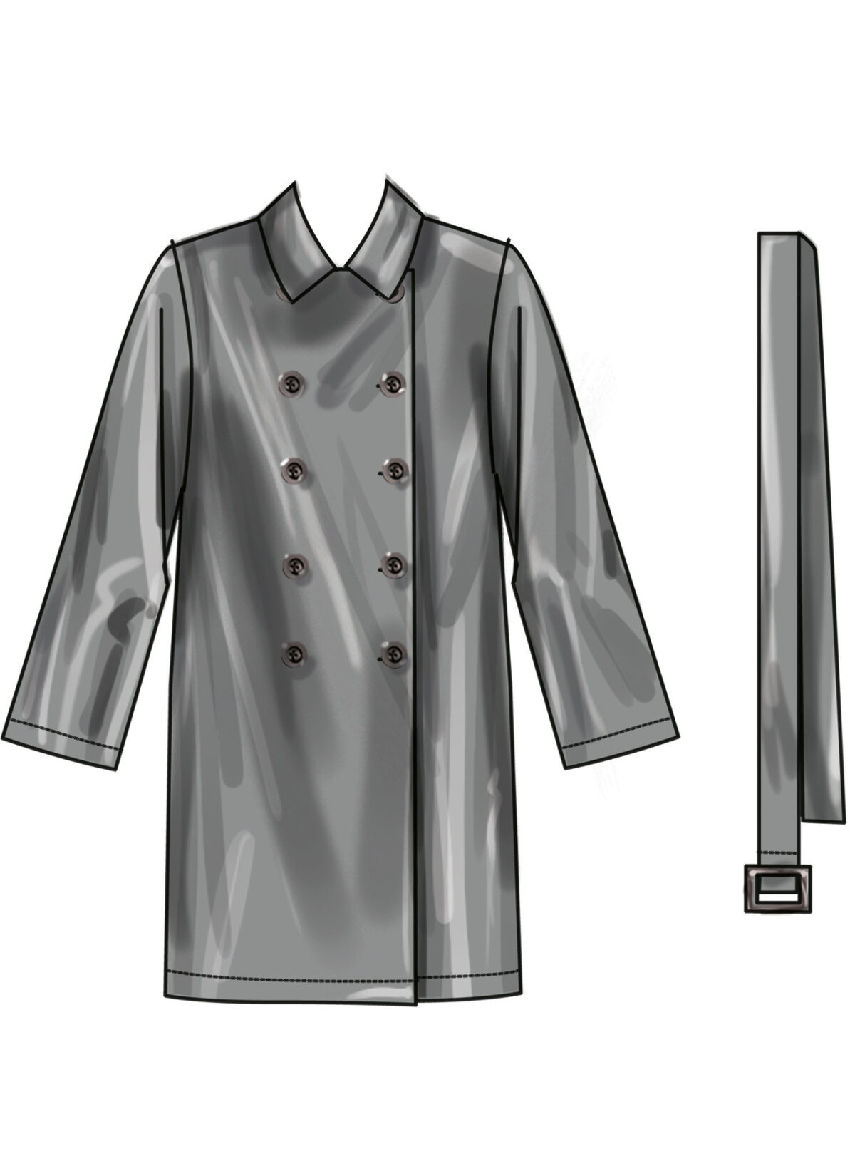 Trench Coat i to længder og bælte - str. XS-XXL - Image 3