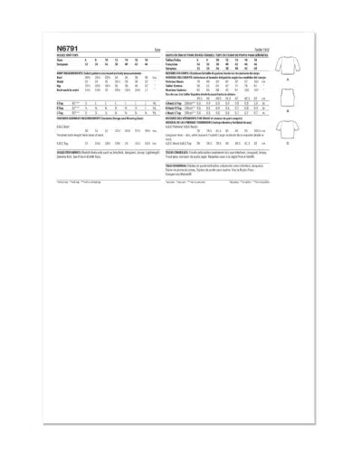 Kort bluse/top - str. 32-44 (kun til jersey/strikstof)