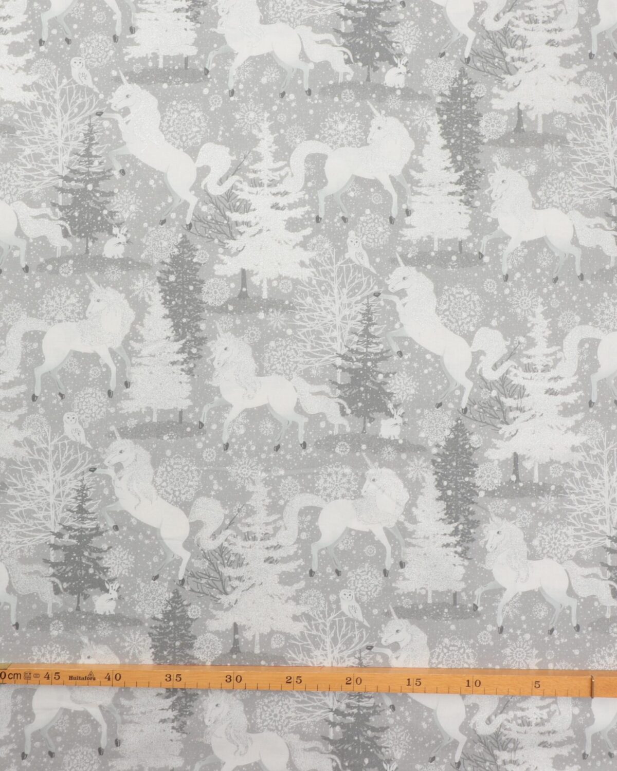 Enhjørning i vinterlandskab med glitter – Patchwork - Billede 2