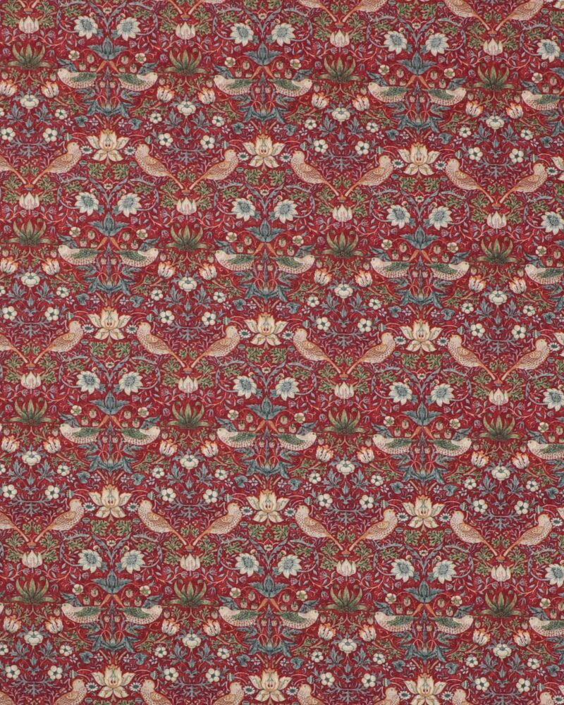 Mini Strawberry Thief, mørkerød - William Morris