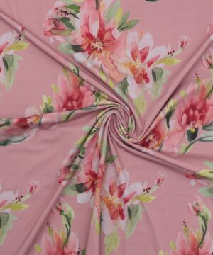 Store blomster på mørk rosa bund - Jersey