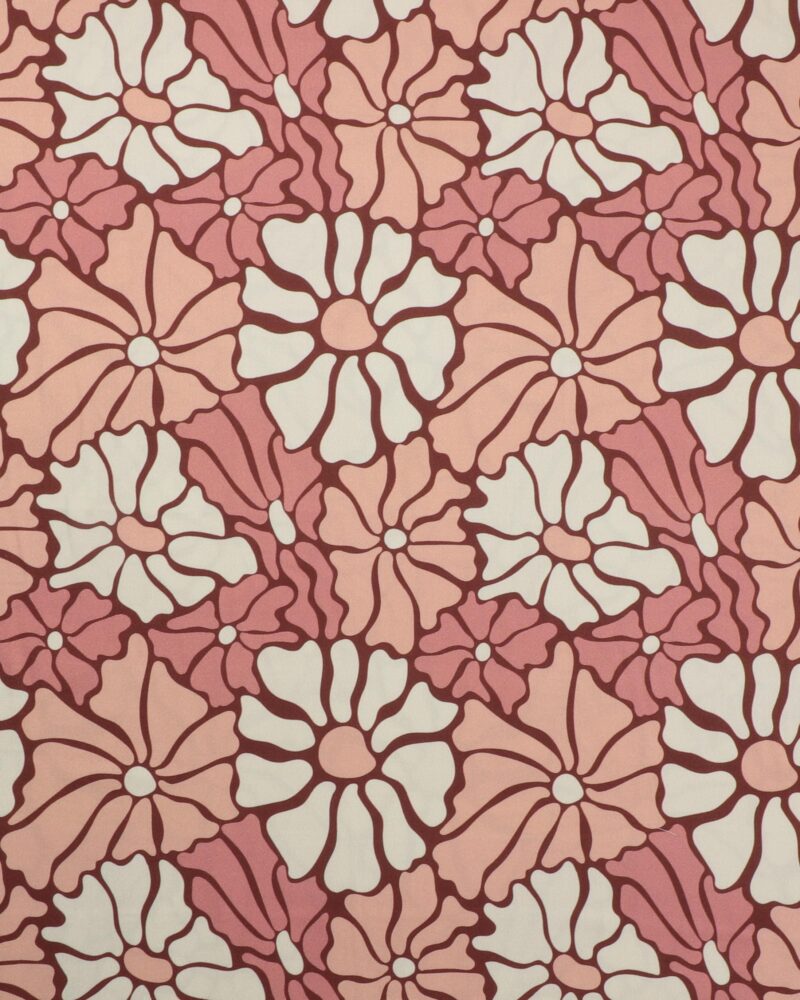 Pudder og gammelrosa blomster - Twillvævet viskose