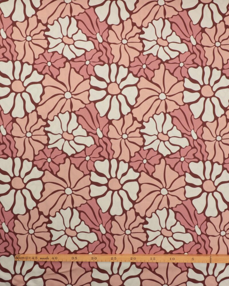 Pudder og gammelrosa blomster - Twillvævet viskose - Image 2