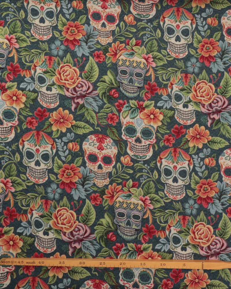 Mexicanske dødningehoveder på blå – Gobelin - Image 2