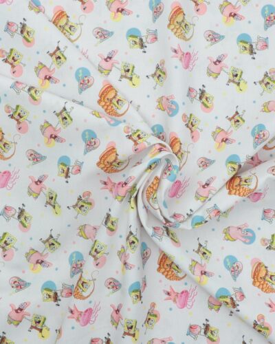 Svampebob Firkant og Patrick på hvid - Bomuld