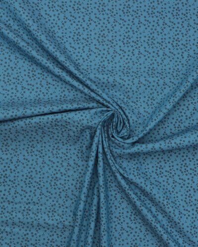 Blå med små sorte blomster - Bomuld/polyester 7 Blå med små sorte blomster - Bomuld/polyester