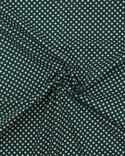 Mørkegrøn med hvide prikker - Bomuld