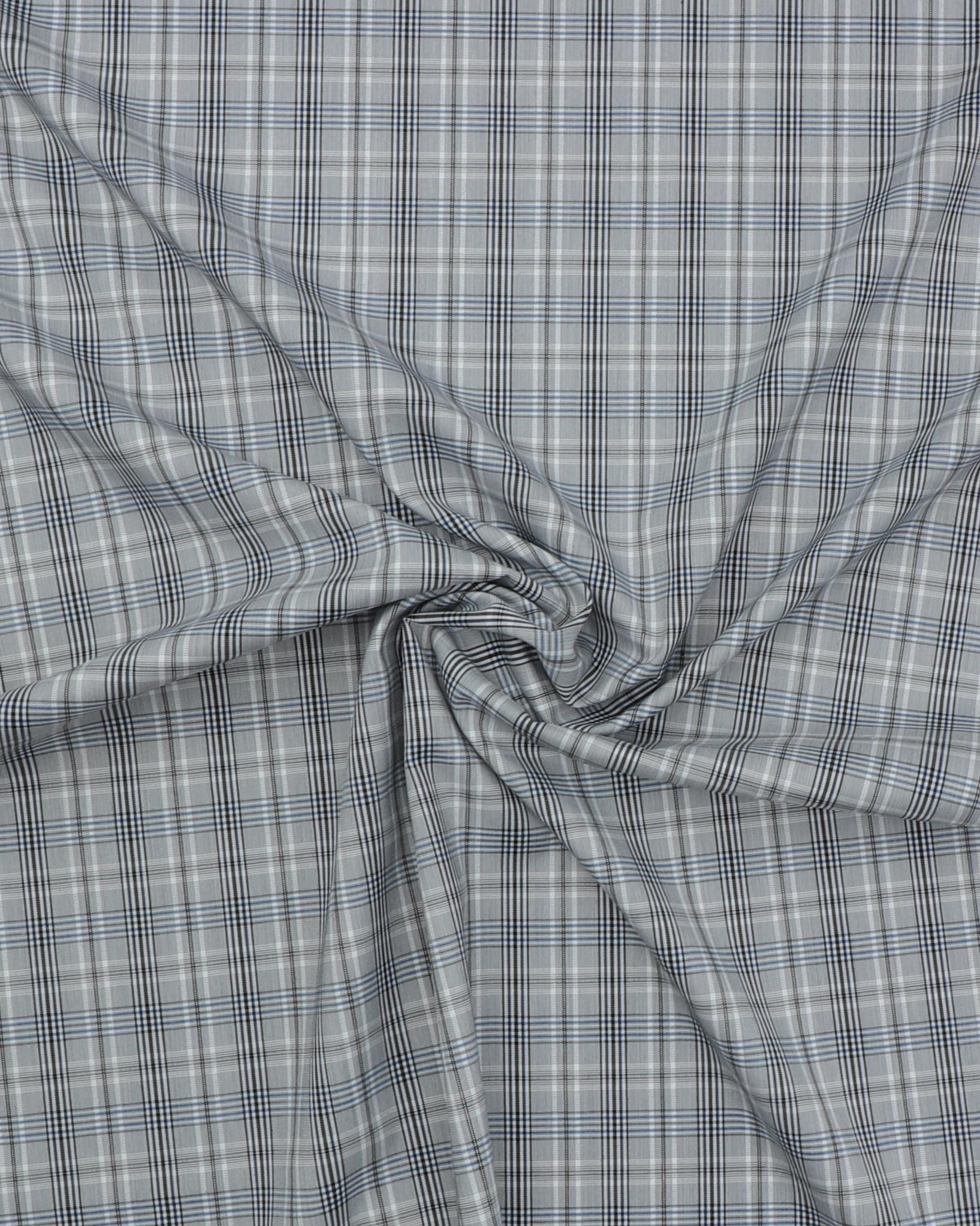 Tern grå/blå/hvid - Polyester/viskose m. stræk 5 Tern grå/blå/hvid - Polyester/viskose m. stræk - Billede 3