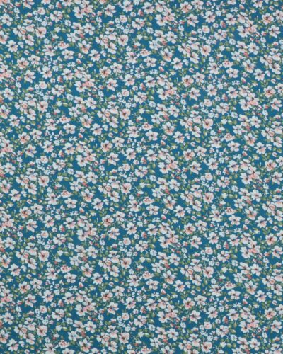 Små blomster på blå bund - Viskose
