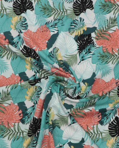 Blade på hvid - Viskose 7 Blade på hvid - Viskose