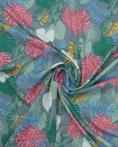 Blade på dueblå - Viskose 7 Blade på dueblå - Viskose