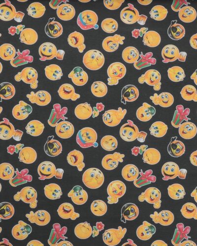 Emojis på mørkebrun - Boligtekstil