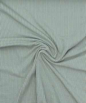 Støvet grøn/hvid - Seersucker jersey