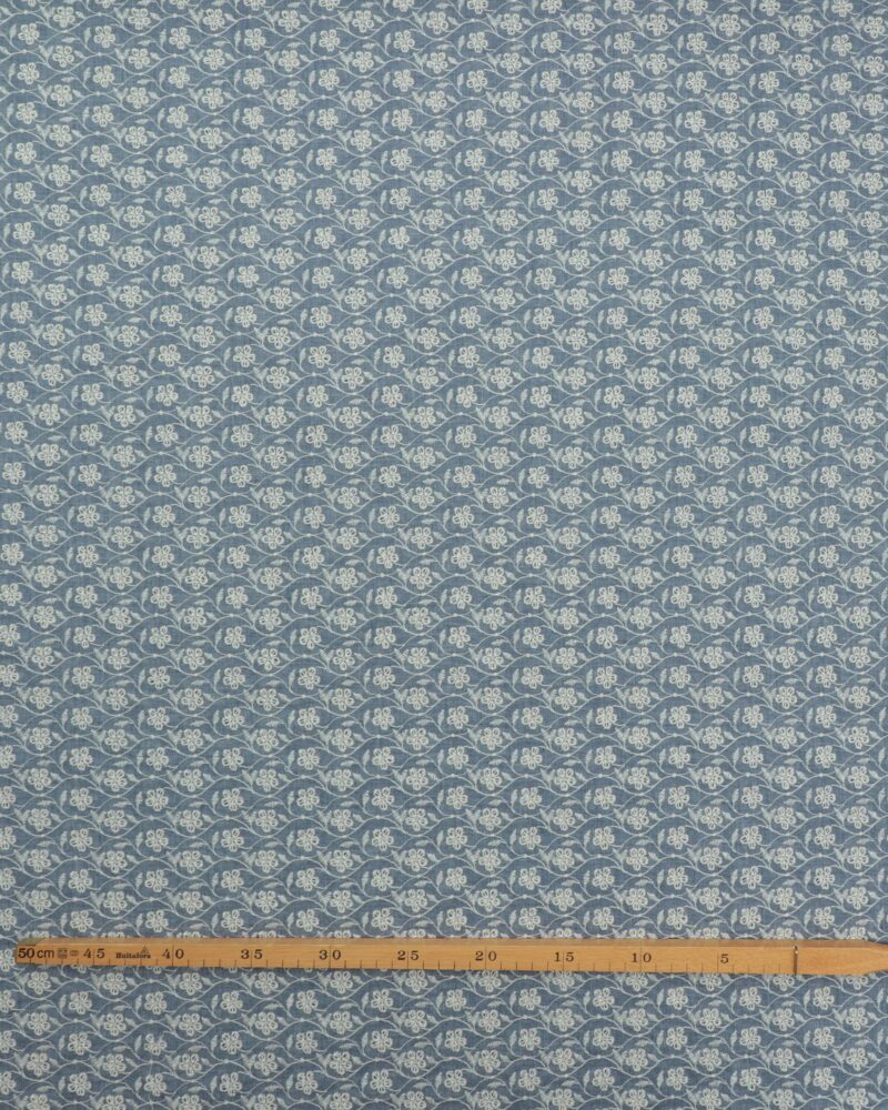 Blå m. offwhite blomster - Broderie Anglaise - Image 2