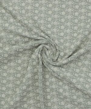 Støvet grøn m. offwhite blomster - Broderie Anglaise