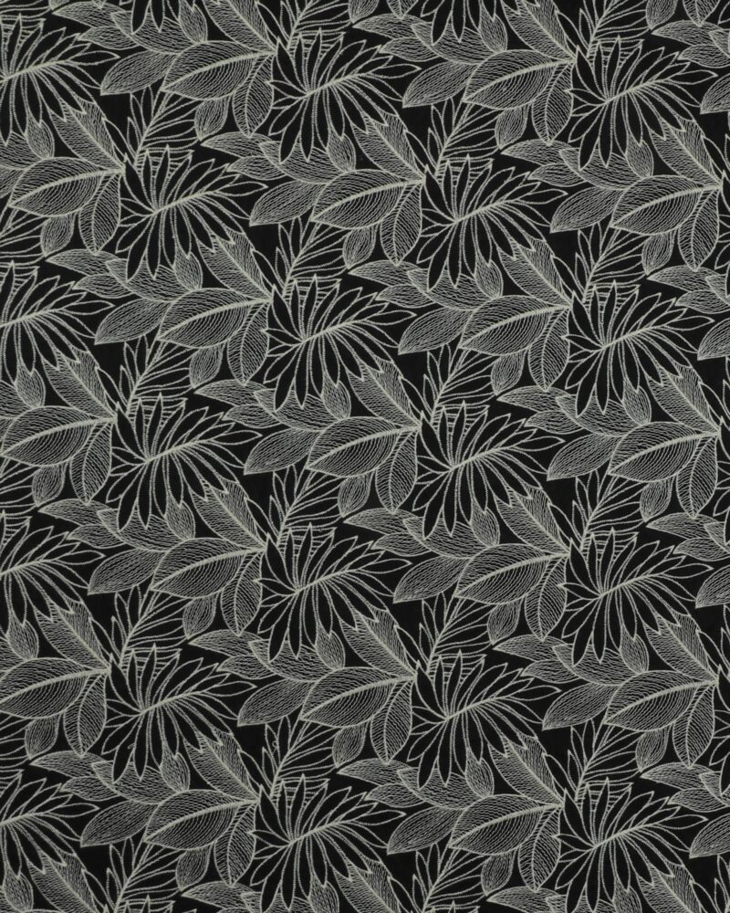 Sort med flødefarvet broderet blade - Broderie Anglaise