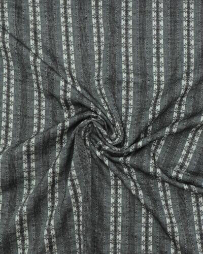 Grå/sort m. mønstret striber - Bomuld