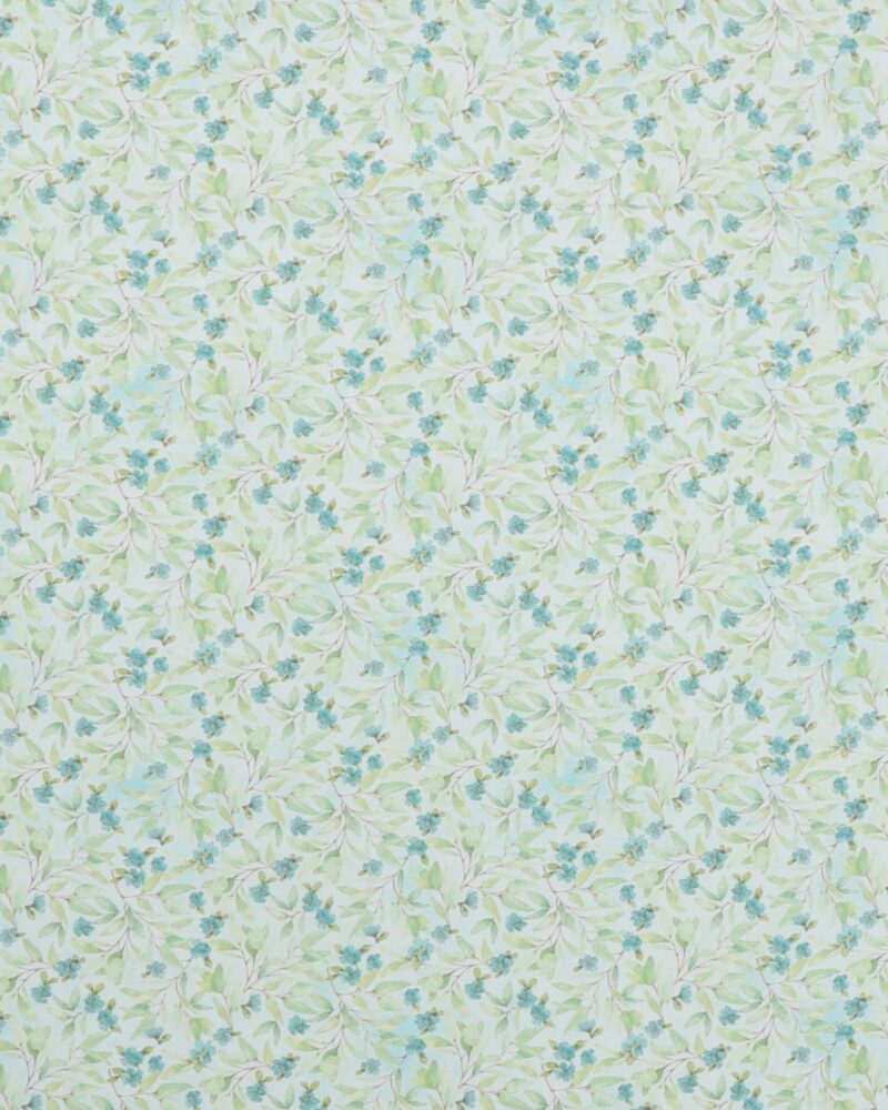 Blå blomster, grønne blade på offwhite - Patchwork