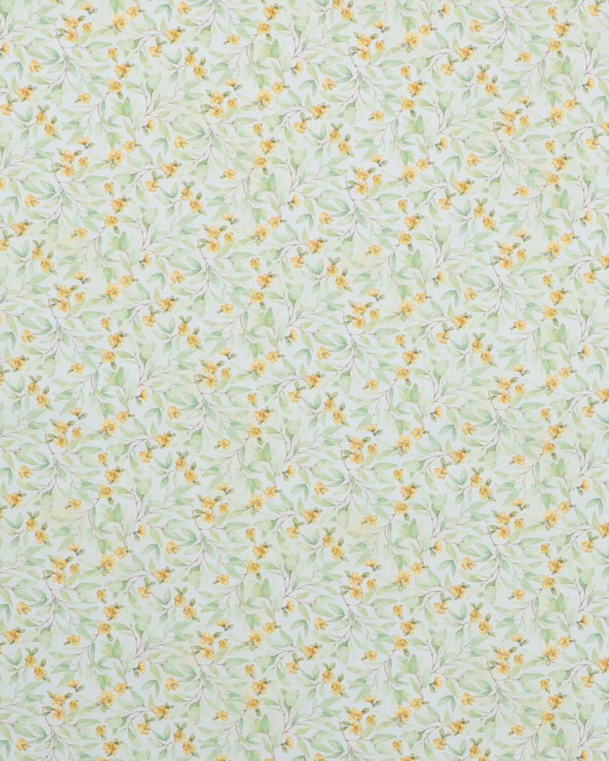 Gule blomster, grønne blade på offwhite - Patchwork