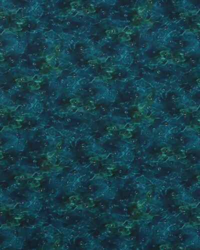 Koi pond, petrol/mørkeblå med vanddråber – Patchwork